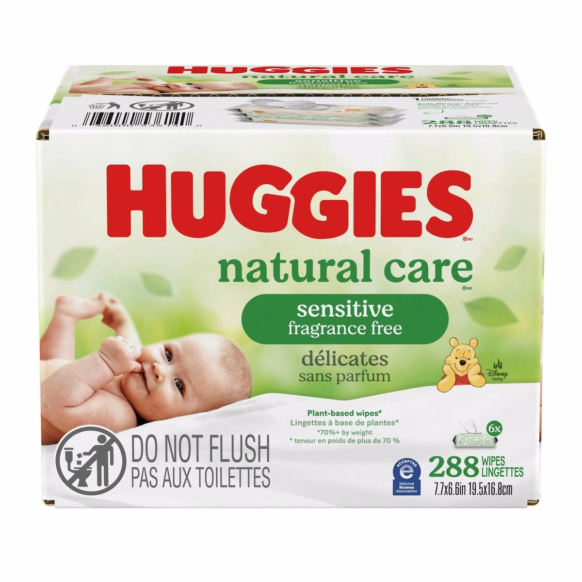 Huggies Natural Care Sensitive Baby Wipes, Unscented, 6 Flip Lid Packs (288 Wipes Total)