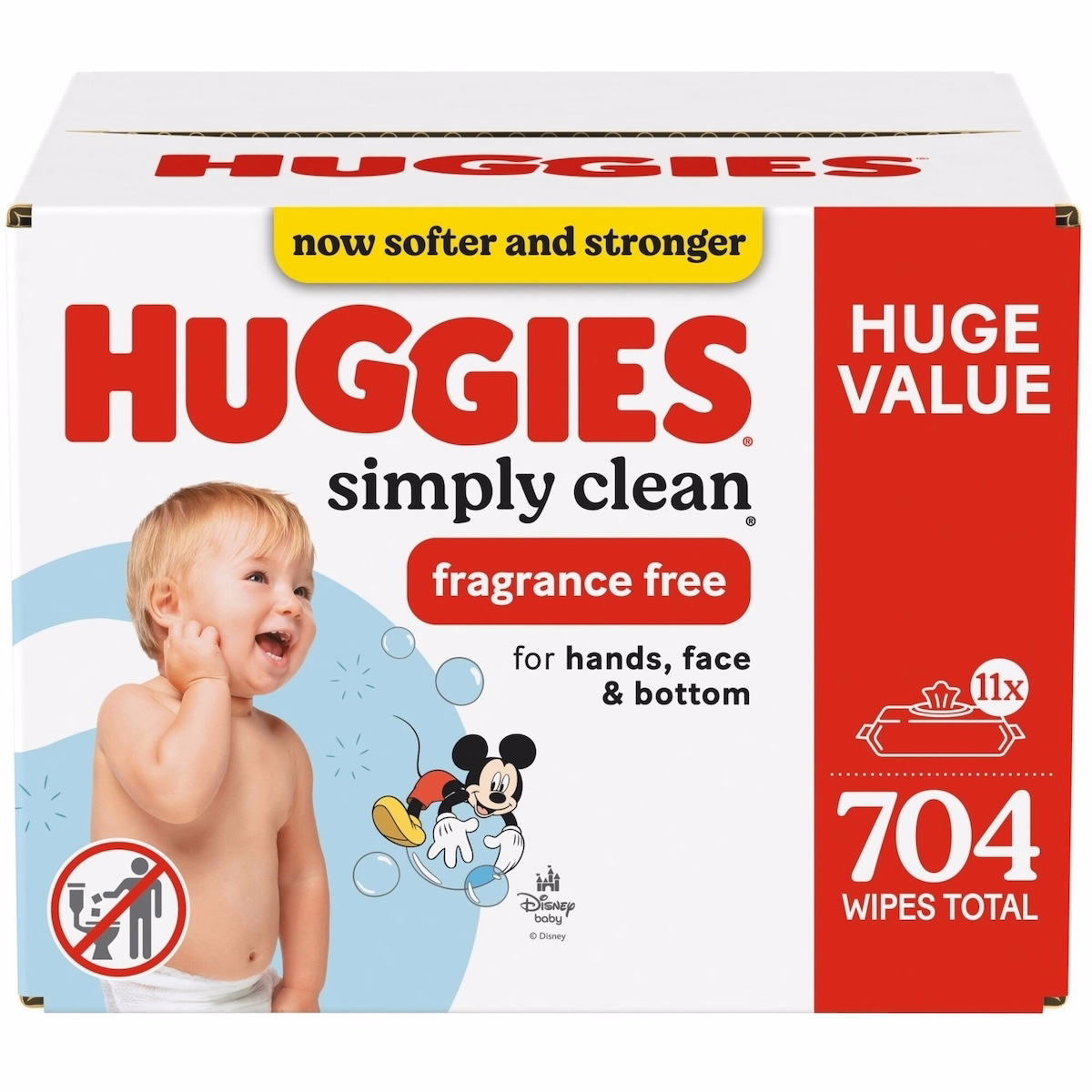 Huggies Simply Clean Unscented Baby Wipes, 11 Flip Lid Packs
