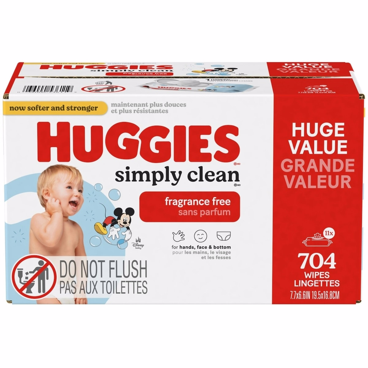 Huggies Simply Clean Unscented Baby Wipes, 11 Flip Lid Packs