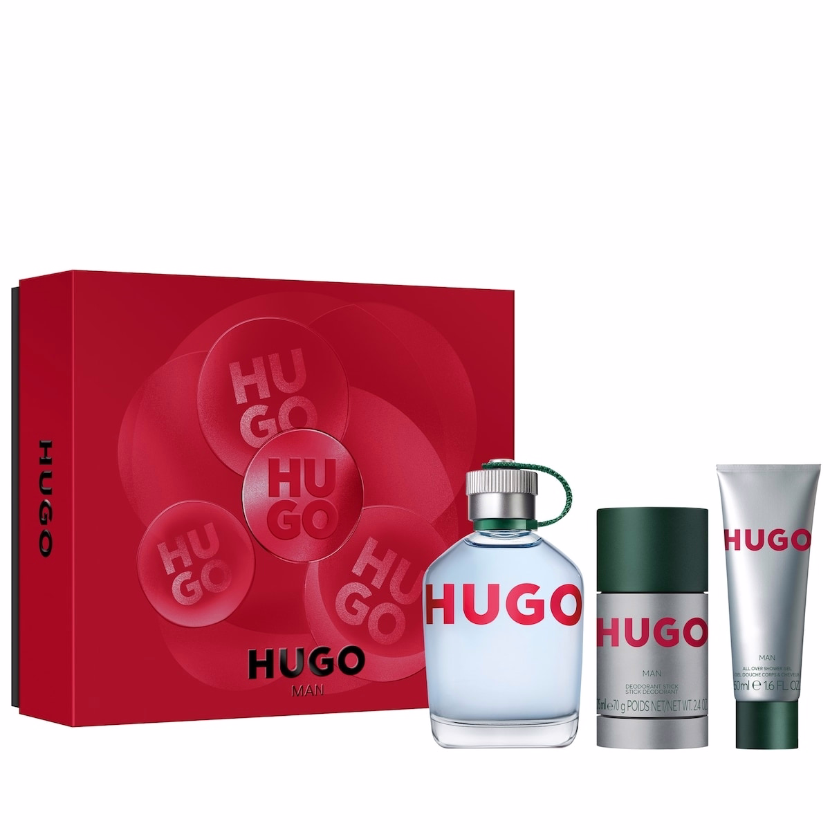 HUGO Man Eau de Toilette, Deodorant Stick, and Shower Gel for Men Trio Gift Set HUGO Man Eau de Toilette, Deodorant Stick, and Shower Gel for Men Trio Gift Set
