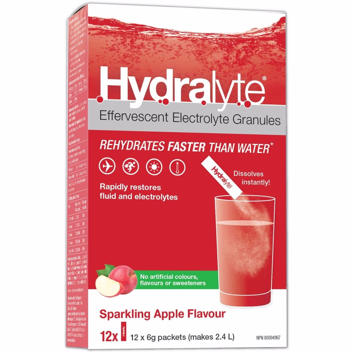Hydralyte Effervescent Granule Sticks, Sparkling Apple