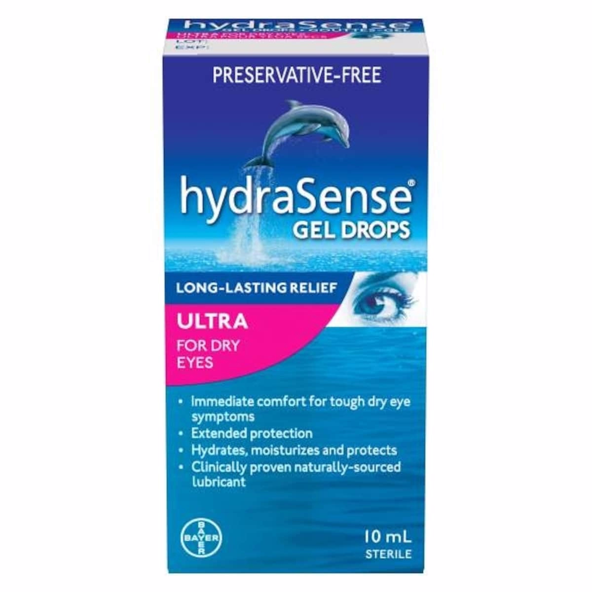 hydraSense ULTRA Eye Drops for Dry Eyes, Fast Long Lasting Relief, Preservative Free, Naturally Sourced Lubricant, 10ml