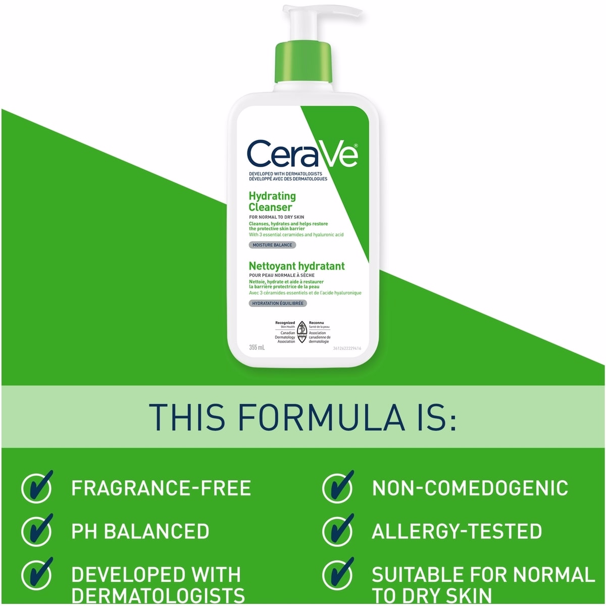 CeraVe Nettoyant Hydratant à l’Acide Hyaluronique et 3 Céramides, Peau normale à sèche, Sans parfum CeraVe Nettoyant Hydratant à l’Acide Hyaluronique et 3 Céramides, Peau normale à sèche, Sans parfum