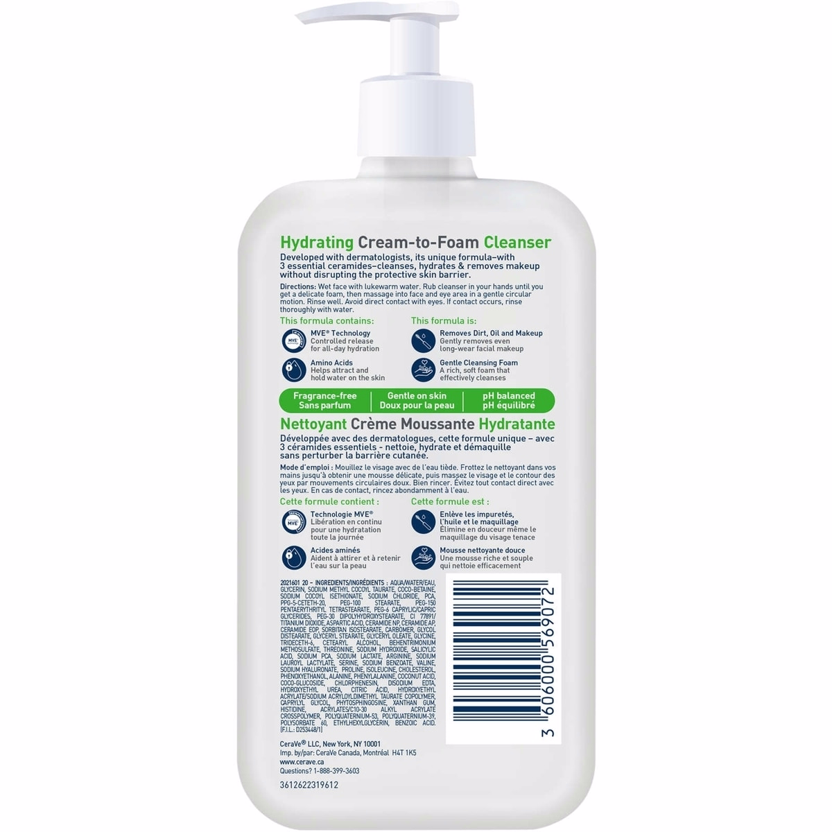 Hydrating Cream-to-Foam Cleanser Makeup Remover and Face Wash With Hyaluronic Acid