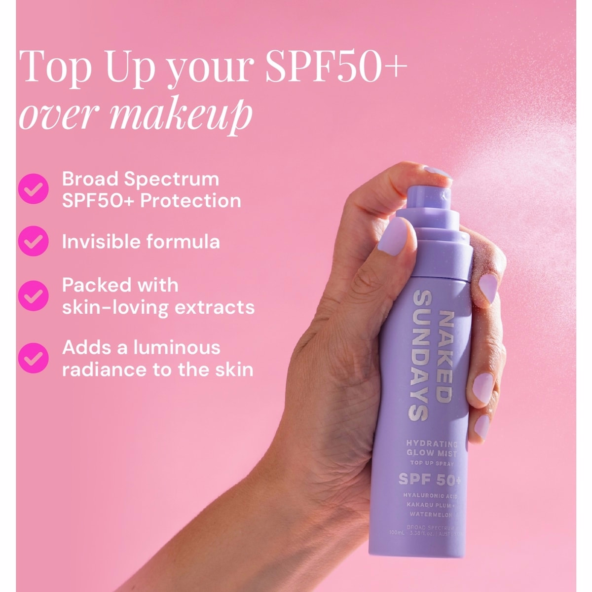 Hydrating Glow Mist SPF50+ Top Up Spray Hydrating Glow Mist SPF50+ Top Up Spray
