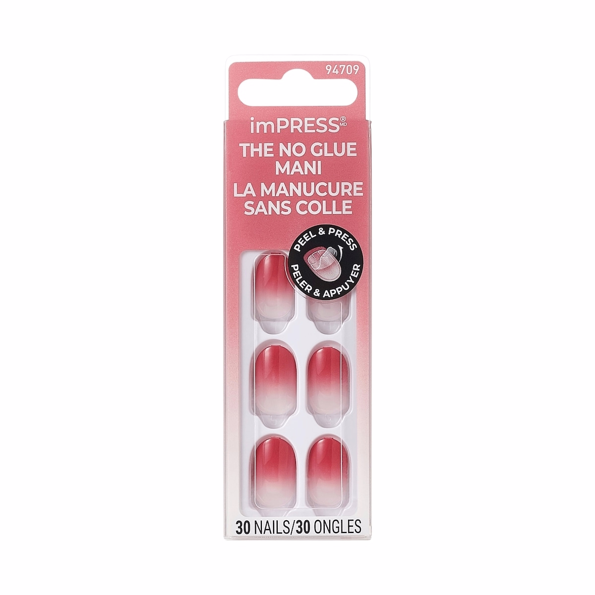 Impress Color Press-On, Fake Nails, Beat The Heat, Pink, Oval, Short, 30 Count