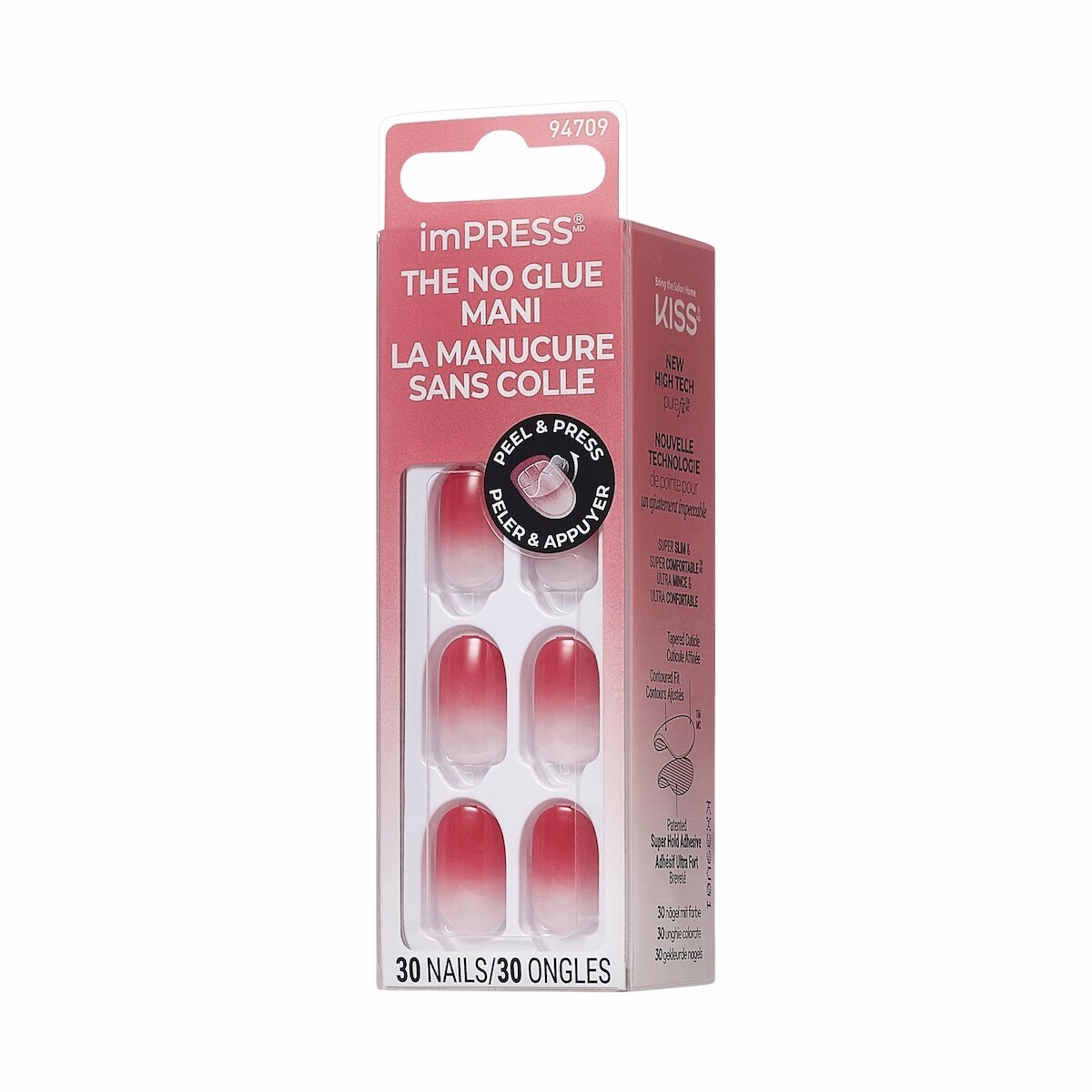 Impress Color Press-On, Fake Nails, Beat The Heat, Pink, Oval, Short, 30 Count
