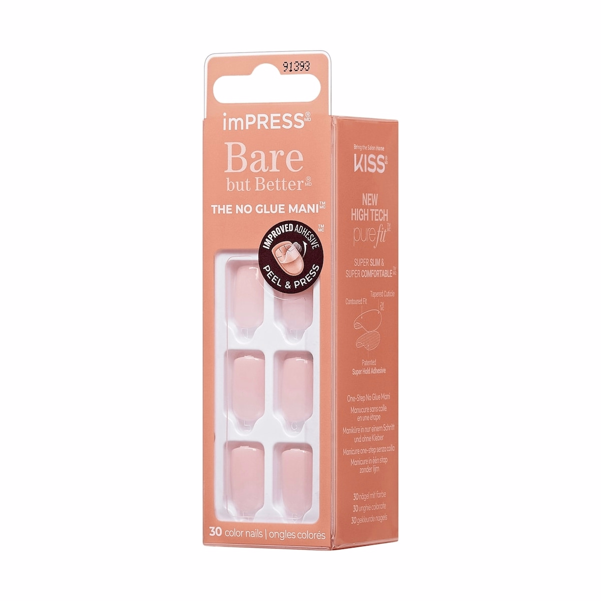 Impress Color Press-On Nails, Instinct, Pink, Short Length, Squoval Shape, 30 Count Impress Color Press-On Nails, Instinct, Pink, Short Length, Squoval Shape, 30 Count
