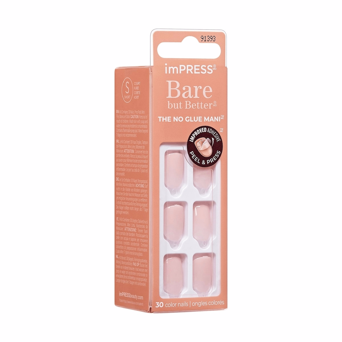 Impress Color Press-On Nails, Instinct, Pink, Short Length, Squoval Shape, 30 Count Impress Color Press-On Nails, Instinct, Pink, Short Length, Squoval Shape, 30 Count