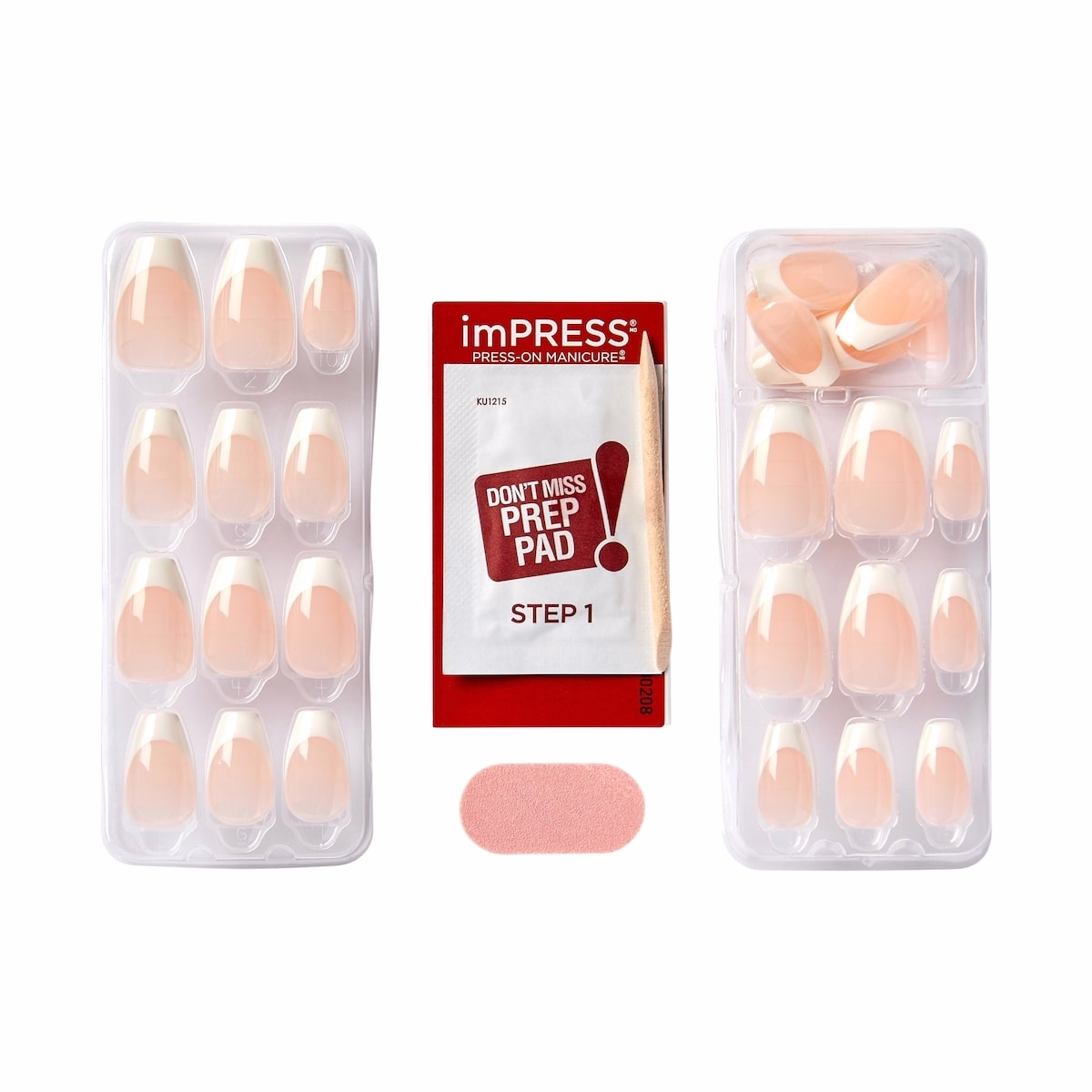 Impress French Press-On Nails, Ideal, White, Medium Length, Coffin Shape, 30 Count Impress French Press-On Nails, Ideal, White, Medium Length, Coffin Shape, 30 Count