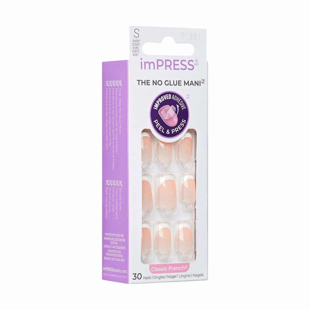 Impress French Press-On Nails, Model, White, Short Length, Squoval Shape, 30 Count Impress French Press-On Nails, Model, White, Short Length, Squoval Shape, 30 Count