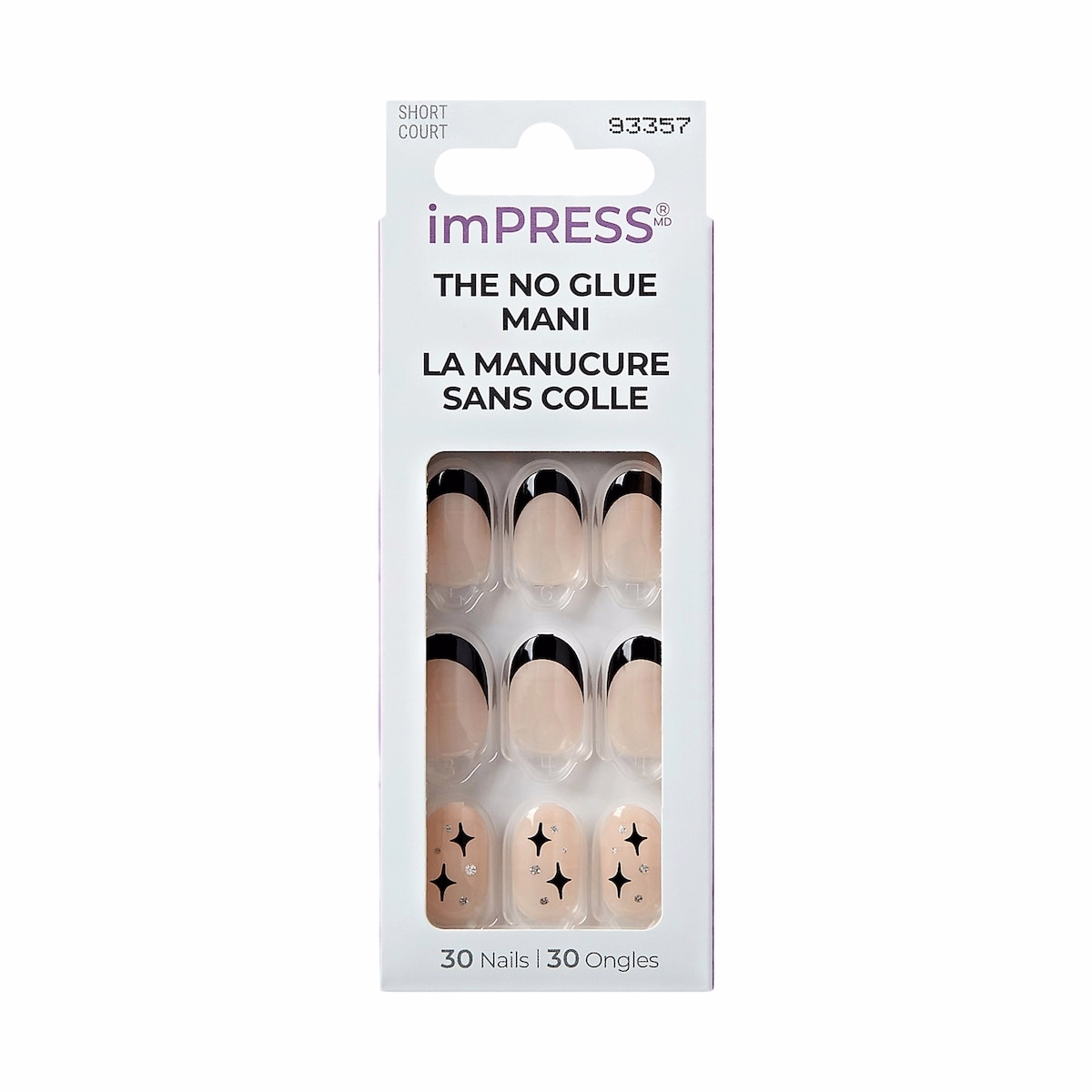 Impress Press- On, Fake Nails, Gold Ring, Green, Oval, Short, 30 Count