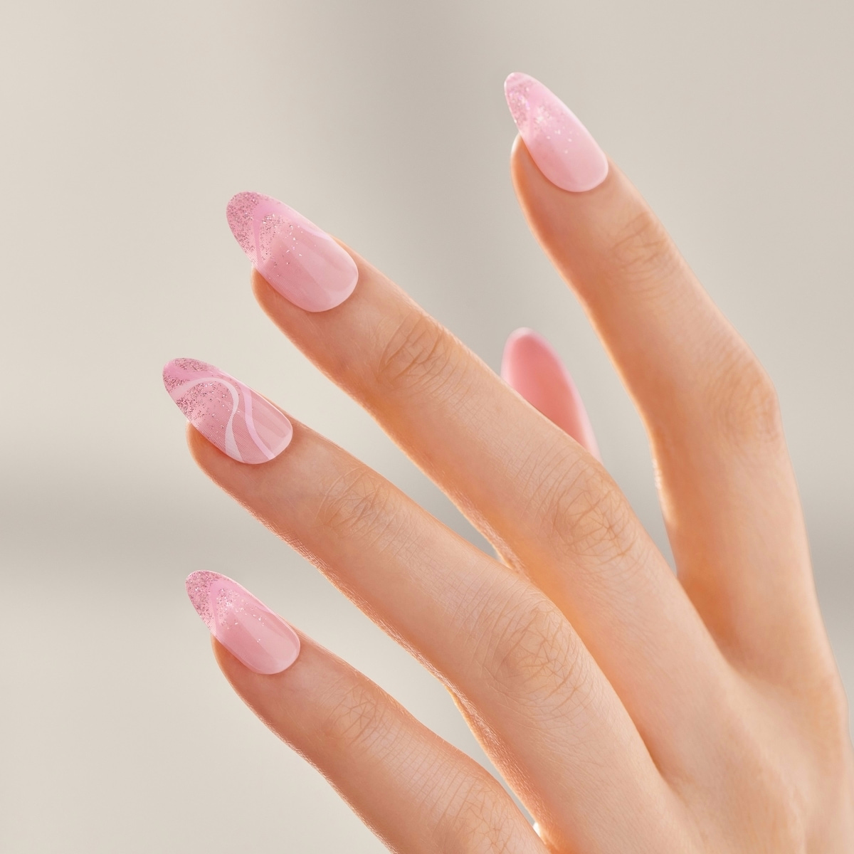 Impress Press- On, Fake Nails, Wild Venus, Pink, Almond, Medium, 30 Count
