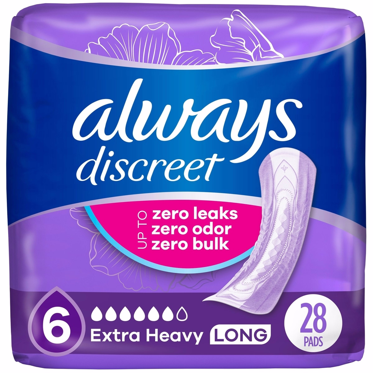 Incontinence Pads for Women and Postpartum Pads, Extra Heavy Long, 28 CT, up to 100% Bladder Leak Protection