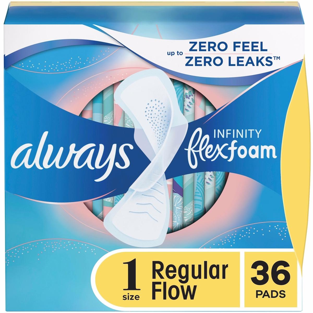 Always Infinity 女性護墊，FlexFoam 帶翼護墊，尺寸 1，普通吸收，無香，36 片