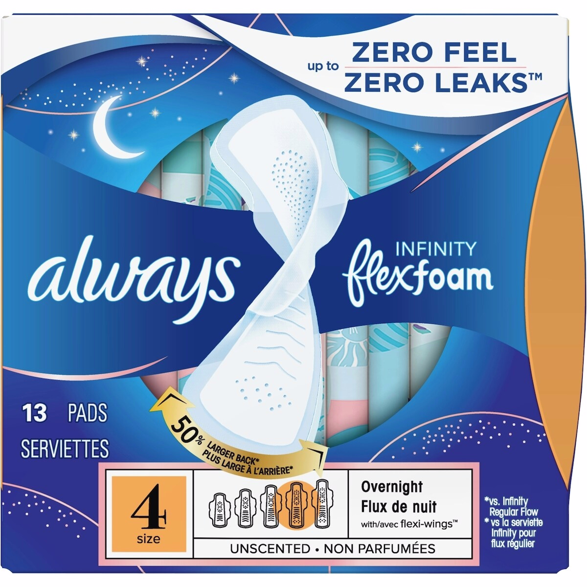 Always Infinity FlexFoam Pads 4號 夜用 吸收力 13片