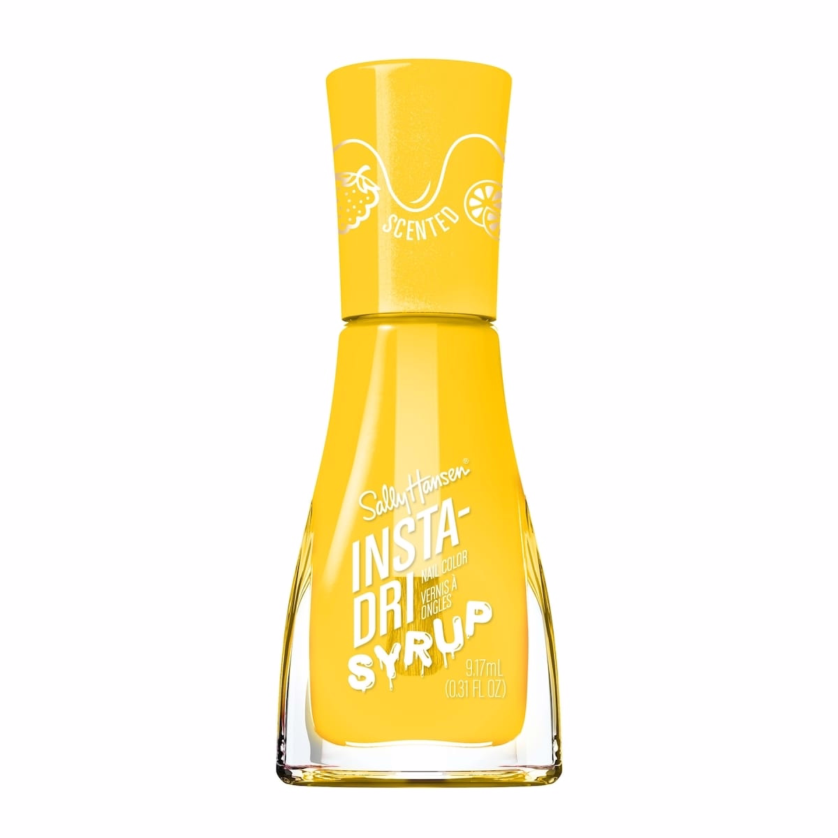 Insta-Dri® Syrup Nail Polish, 3-in-1 formula with a berry scent and built-in base and top coat. 1 Stroke, 1 Coat Done. Dries in 60 seconds