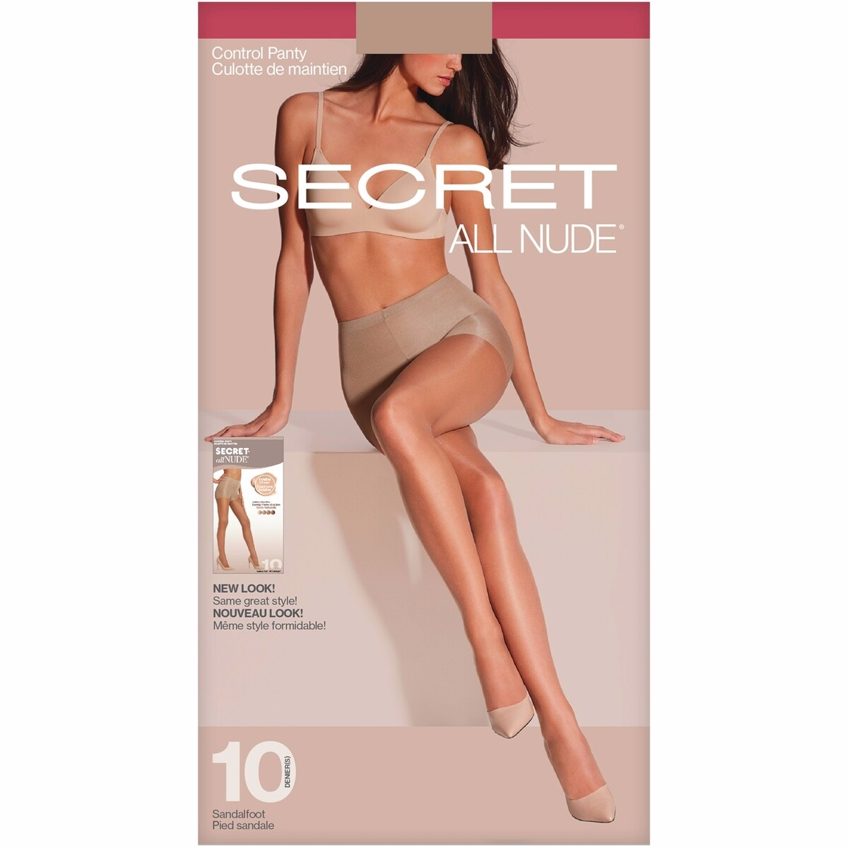 Invisible Sheer Control Top Panty w/Sandalfoot - D
