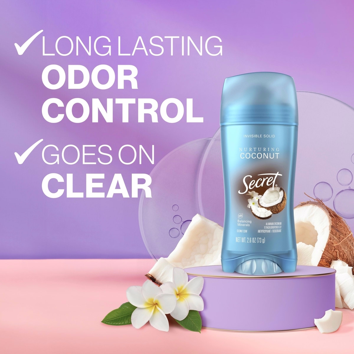 Invisible Solid Antiperspirant and Deodorant, Coconut Scent Invisible Solid Antiperspirant and Deodorant, Coconut Scent