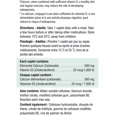 Jamieson Calcium Vitamin D3 1,000 Iu Caplets, 500 Mg 90.0 Count