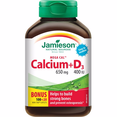 Jamieson Laboratories Jamieson Mega Cal Calcium + Vitamin D3 400 Iu Caplets, 650 Mg