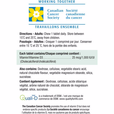 Jamieson Laboratories Jamieson Natural Chocolate Flavour Chewable Vitamin D 1,000 Iu Tablets Jamieson Laboratories Jamieson Natural Chocolate Flavour Chewable Vitamin D 1,000 Iu Tablets