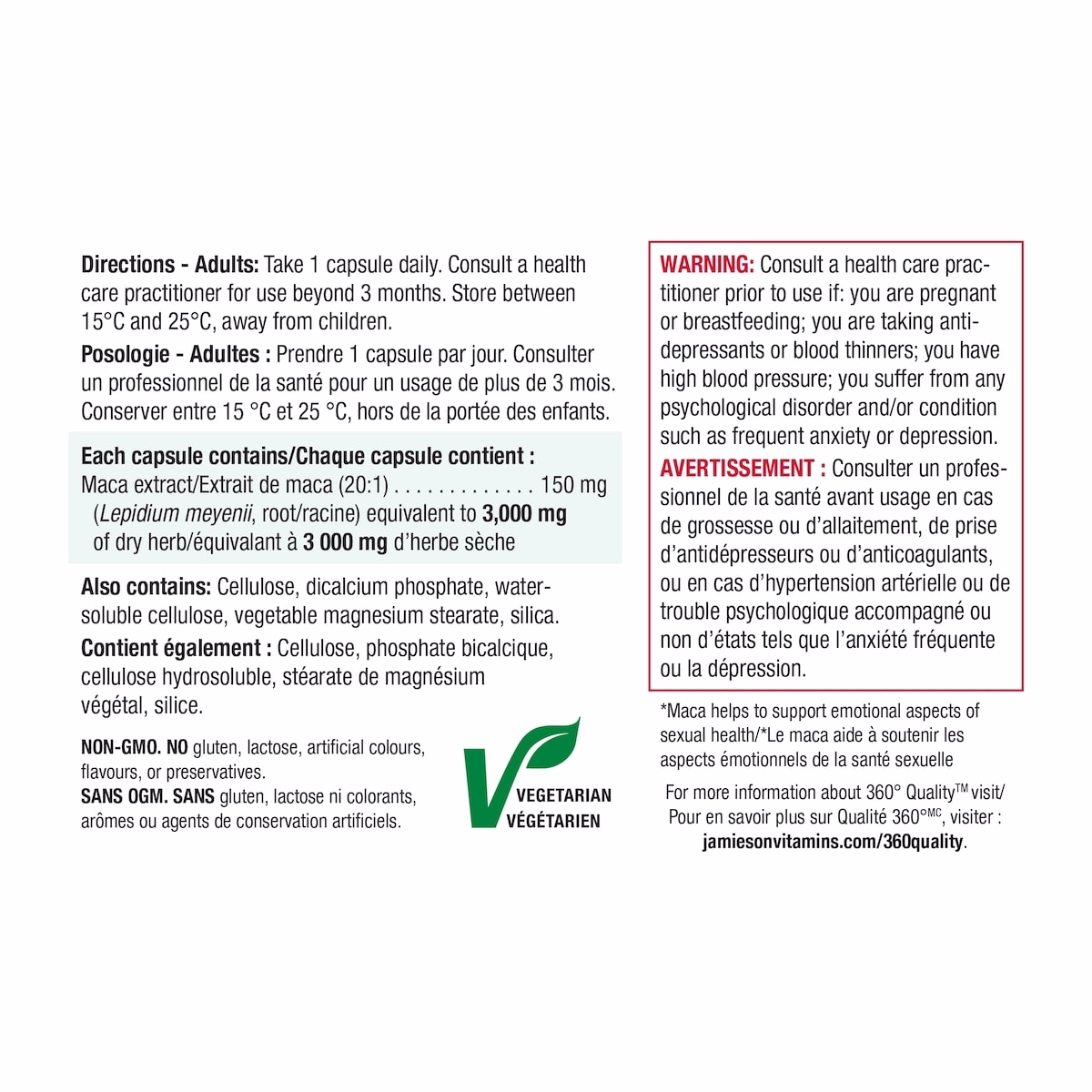 Jamieson Maca 3,000 mg, 60 Capsules