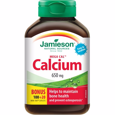 Jamieson Mega Cal Calcium Mini-tab Caplets, 650 Mg 120.0 Count