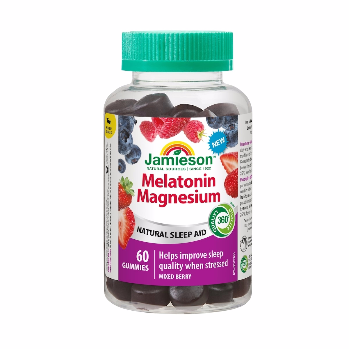 Jamieson Melatonin Magnesium Gummies Mixed Berry Flavour, 60 Count