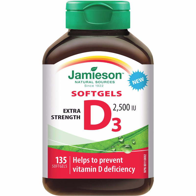 Jamieson Vitamin D3 Extra Strength 2500iu 135 Soft Gels Jamieson Vitamin D3 Extra Strength 2500iu 135 Soft Gels