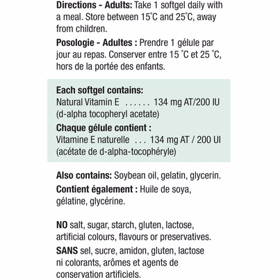Jamieson Vitamin E 200 Ui/134 Mg At 100.0 Count