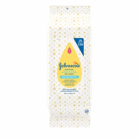 Johnson's Baby Cleansing Wipes, Sensitive Head-to-toe Cloths, 15 Cloths