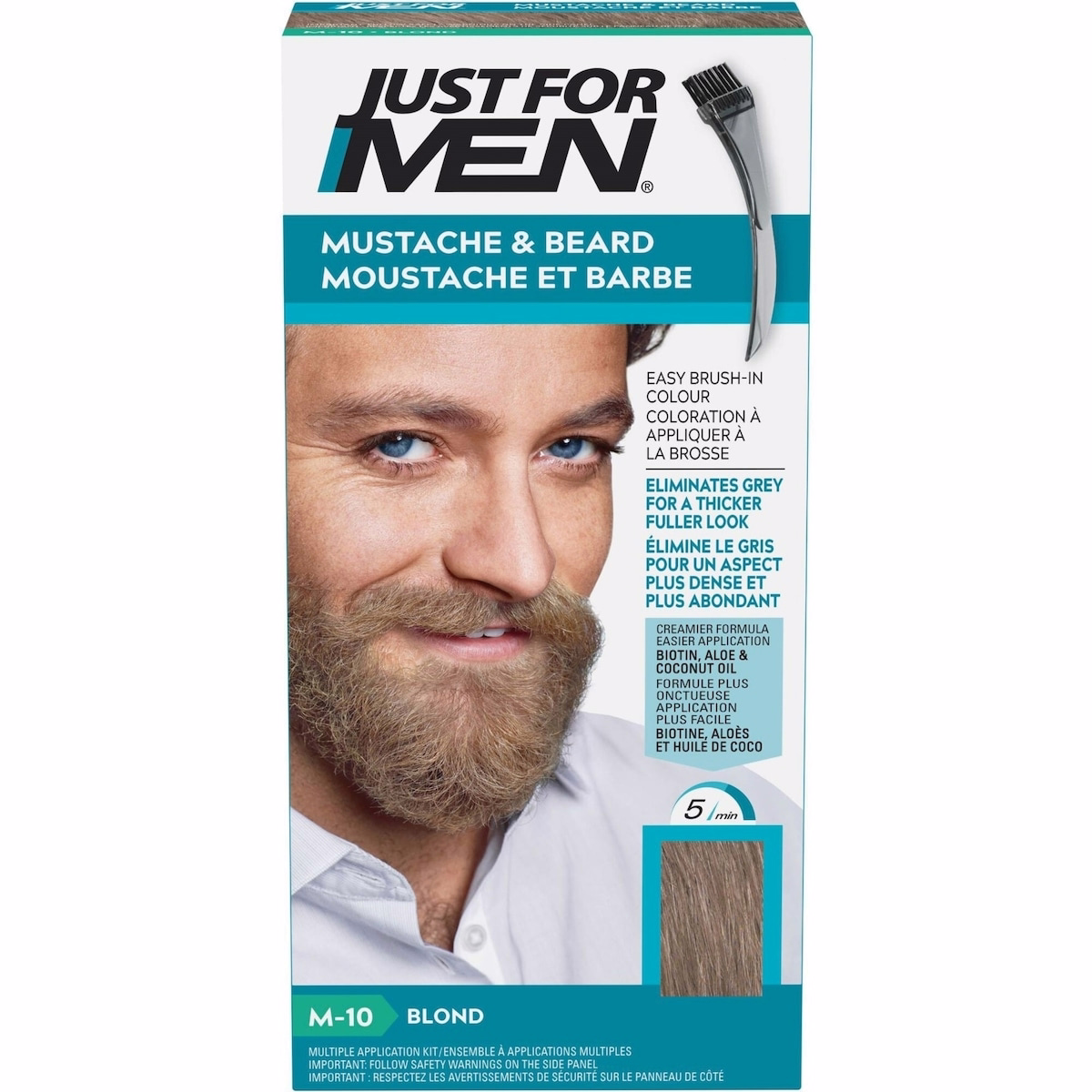 Just For Men Mustache & Beard, Beard Coloring with Brush Included - Blond, M-10