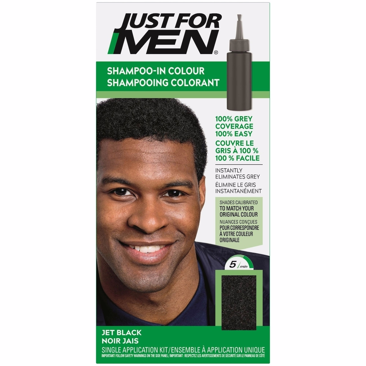 Just For Men Shampoo-In Color, Hair Coloring for Men - Jet Black, H-60,