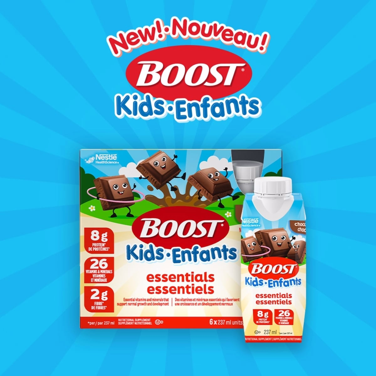 Chocolat Boost Kids Essentials, Pour enfants 4-12 Chocolat Boost Kids Essentials, Pour enfants 4-12