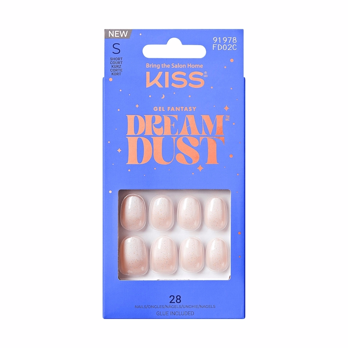 Kiss Gel Fantasy Dreamdust Press-On Nails, "Silver Spoon", White, Short Oval, 31 Count