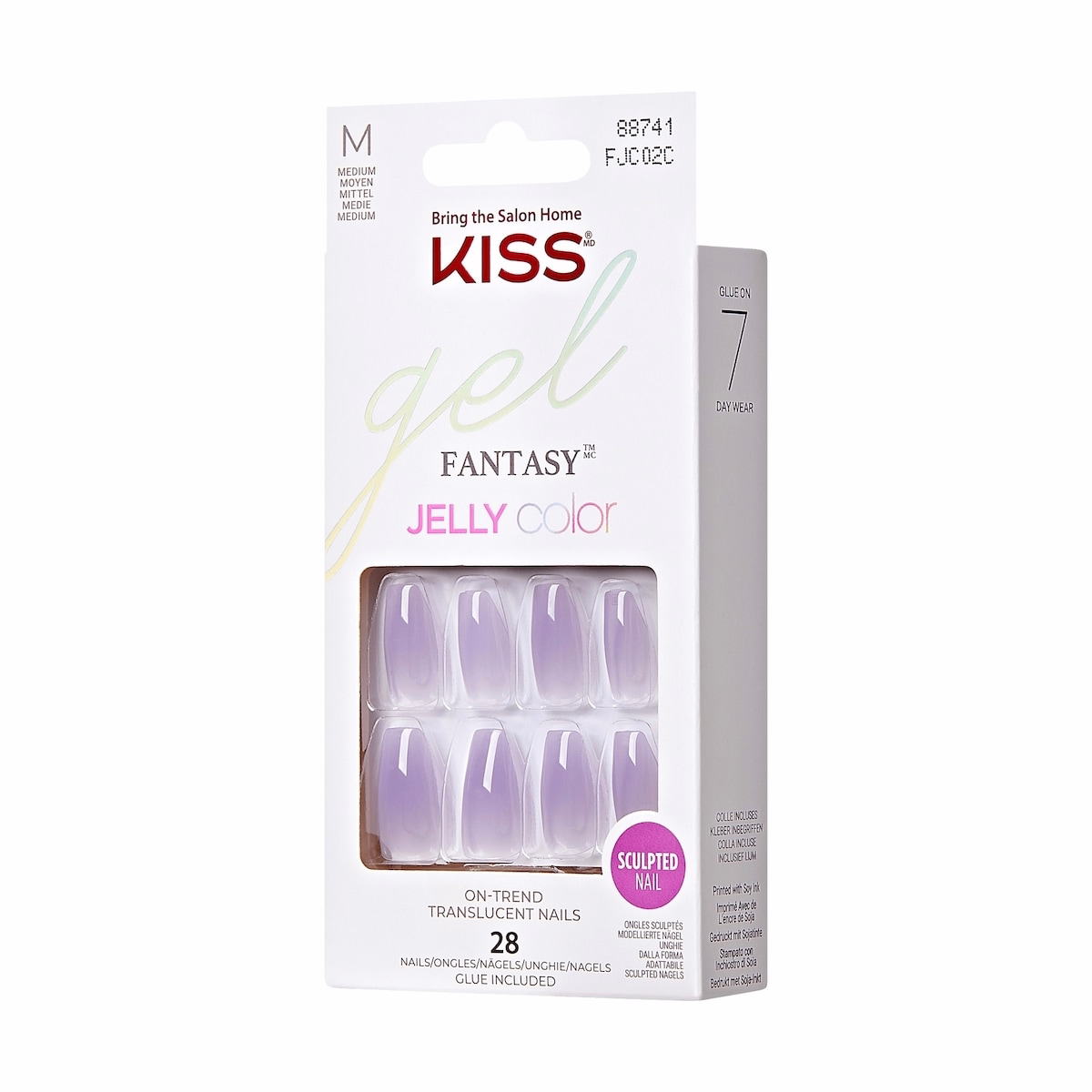 Kiss Gel Fantasy - Quince Jelly - Fake Nails, 28 Count, Medium