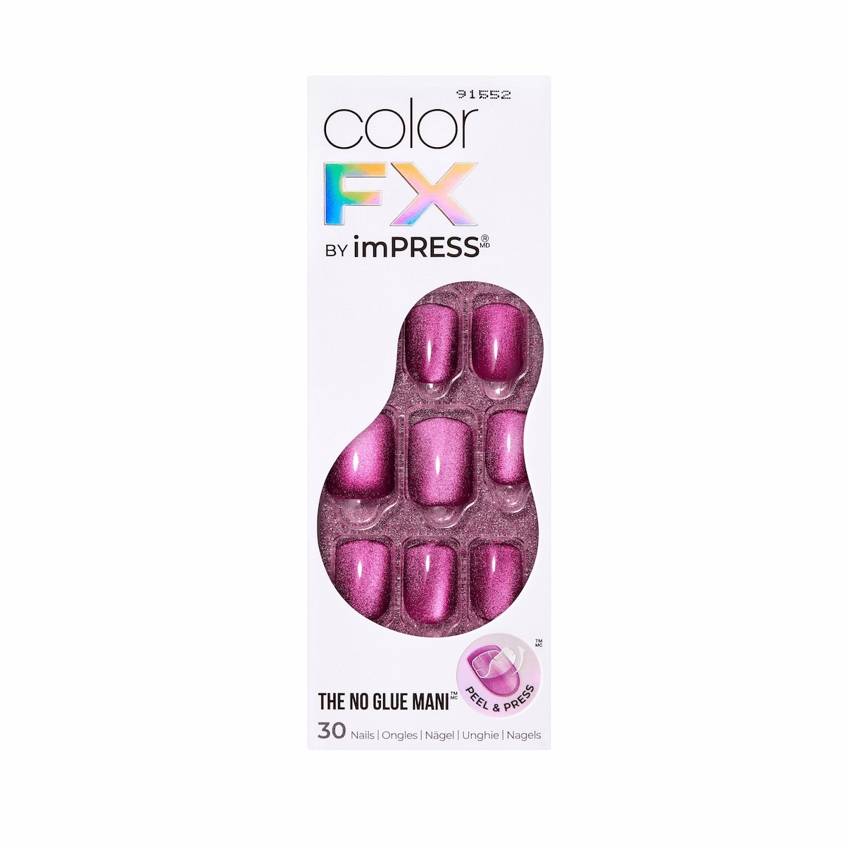 Kiss Impress Color Fx Nails - Levels, Short Square, 30 Count.