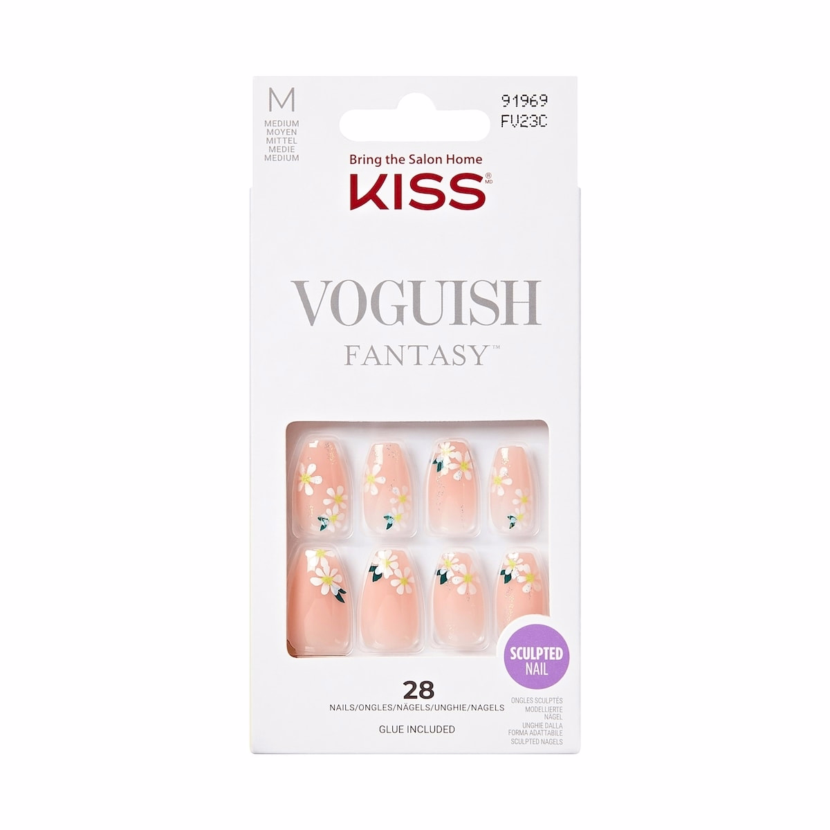 Kiss Voguish Fantasy Press-On Nails, ‘4 Wheel Drive’, Nude, Medium Coffin, 31 Count