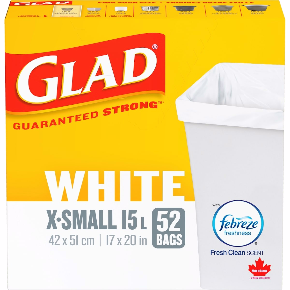 Kitchen Catchers White Garbage Bags - X-Small 15 Litres - Febreze Fresh Clean Scent