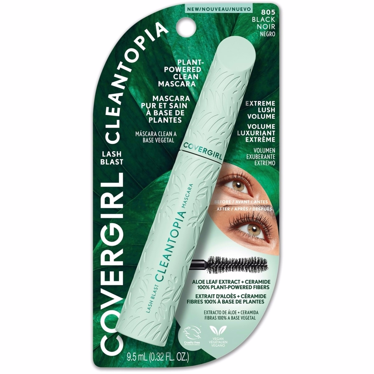 Lash Blast Cleantopia Mascara, Clean Volumizing Mascara, plant-powered clean vegan Formula, Conditions Lashes