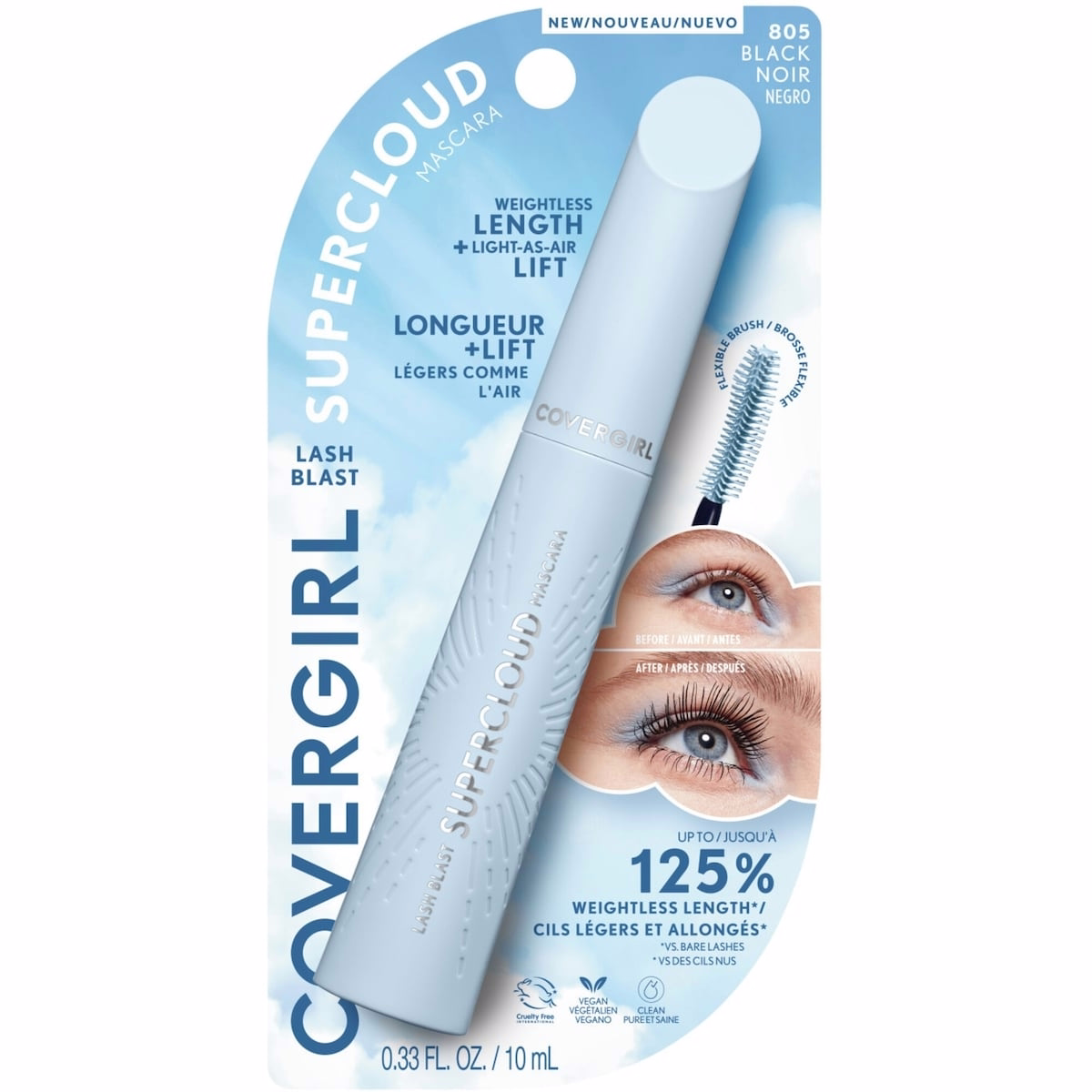 Lash Blast Supercloud Mascara, Long-Lasting, Doesn't Clump, Doesn't Smudge, Doesn't Flake, Vegan Mascara