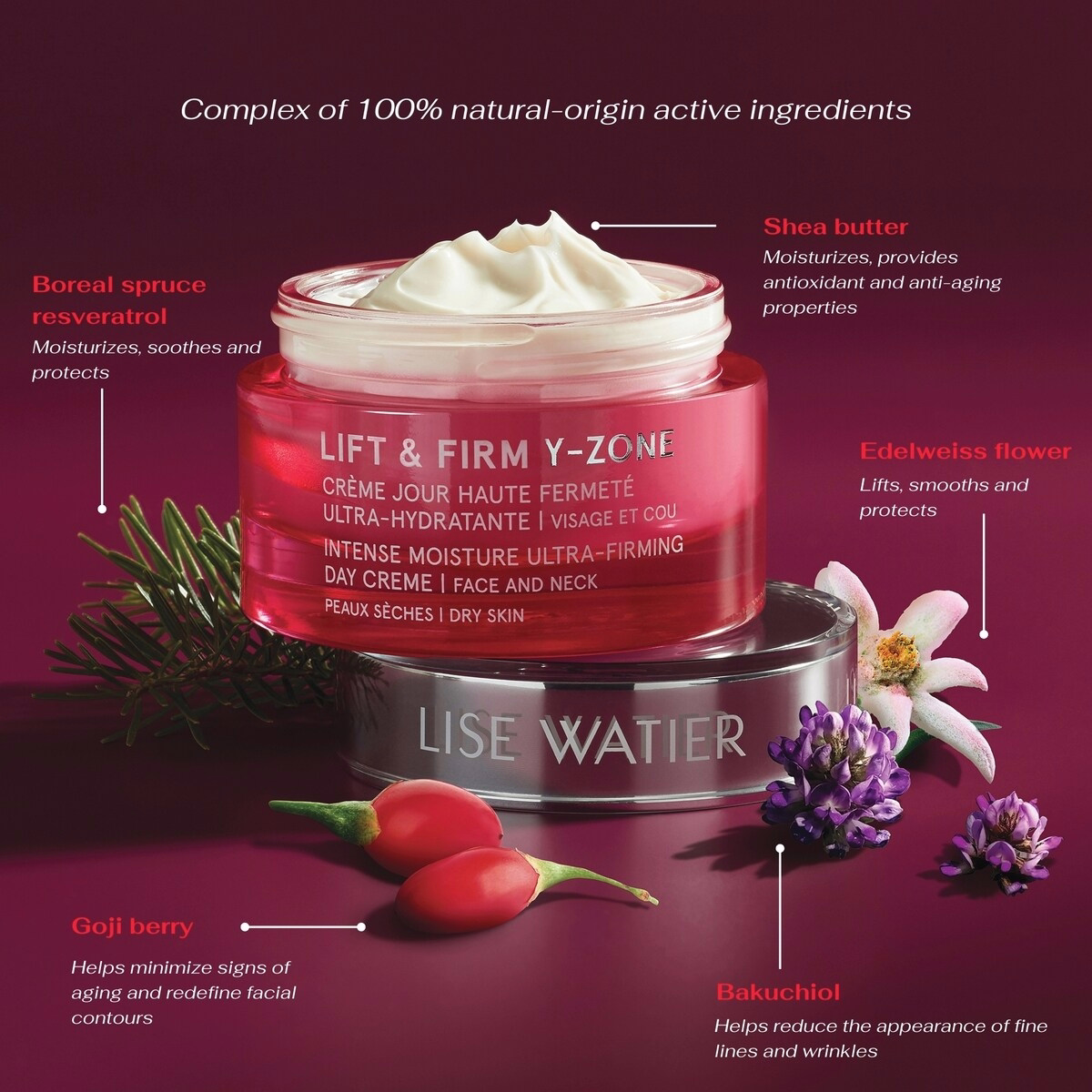 Lift & Firm Y-Zone
Intense Moisture Ultra-Firming - Visage et Cou
Peau sèche à très sèche