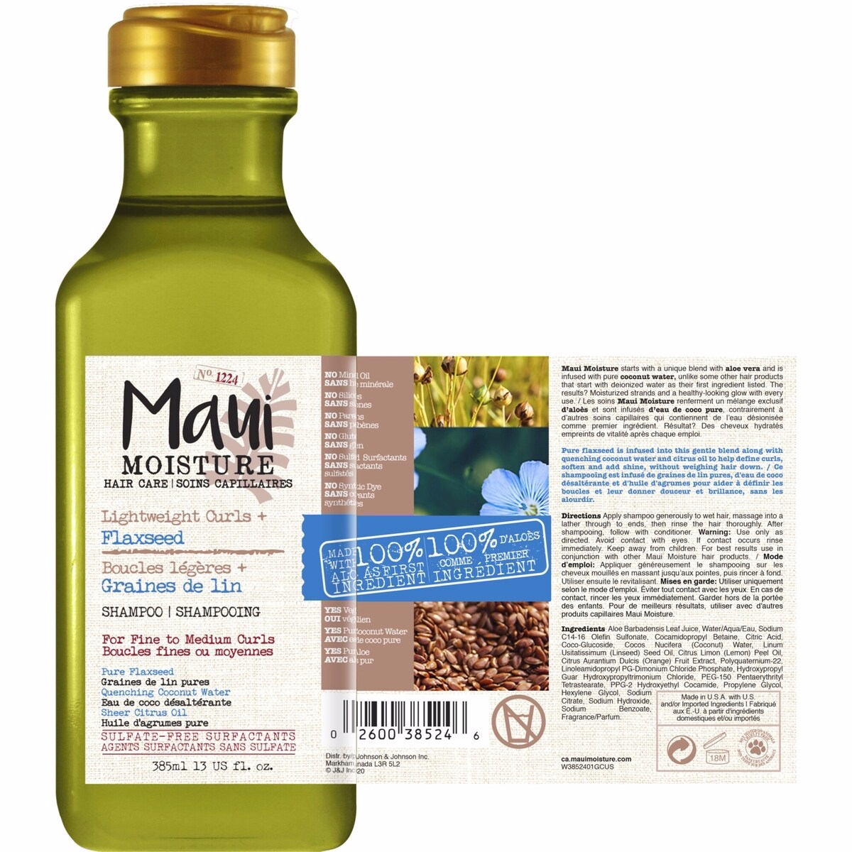 Lightweight Curls + Flaxseed Shampoo, Paraben Free, Silicone Free