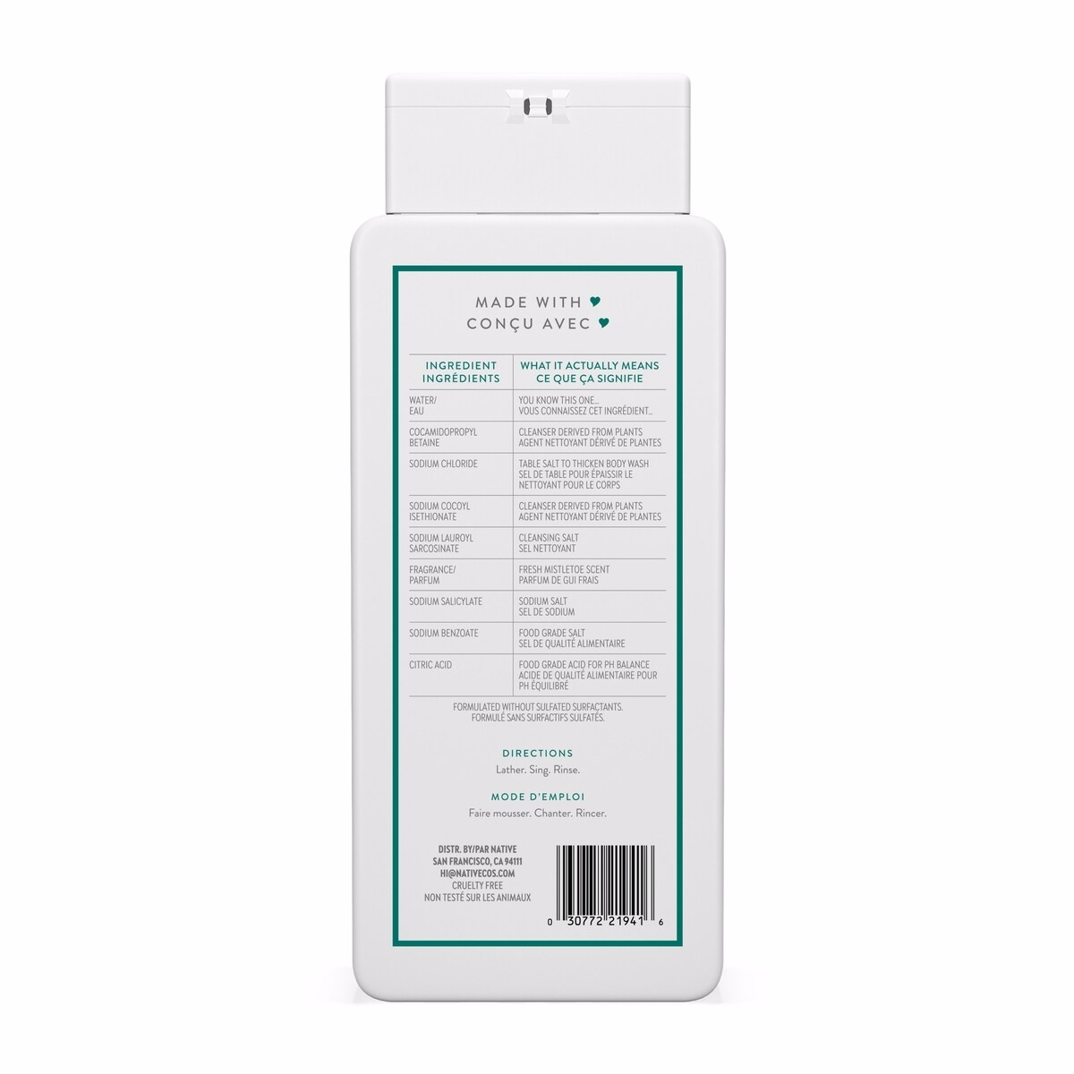 Limited Edition Native Body Wash, Fresh Mistletoe, Sulfate Free, Paraben Free