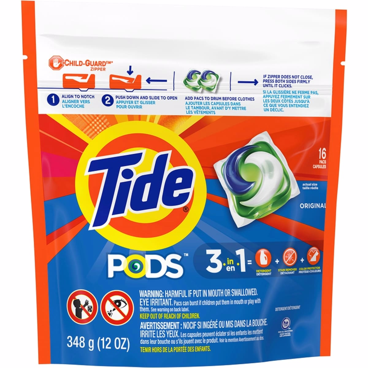 Liquid Laundry Detergent Pods, Original, 16 Count