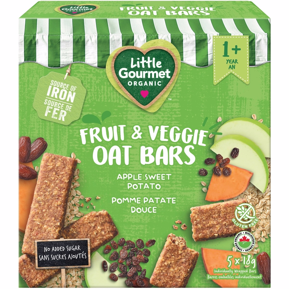 Barres d’avoine Little Gourmet Fruits et légumes pomme patate douce pour tout-petits