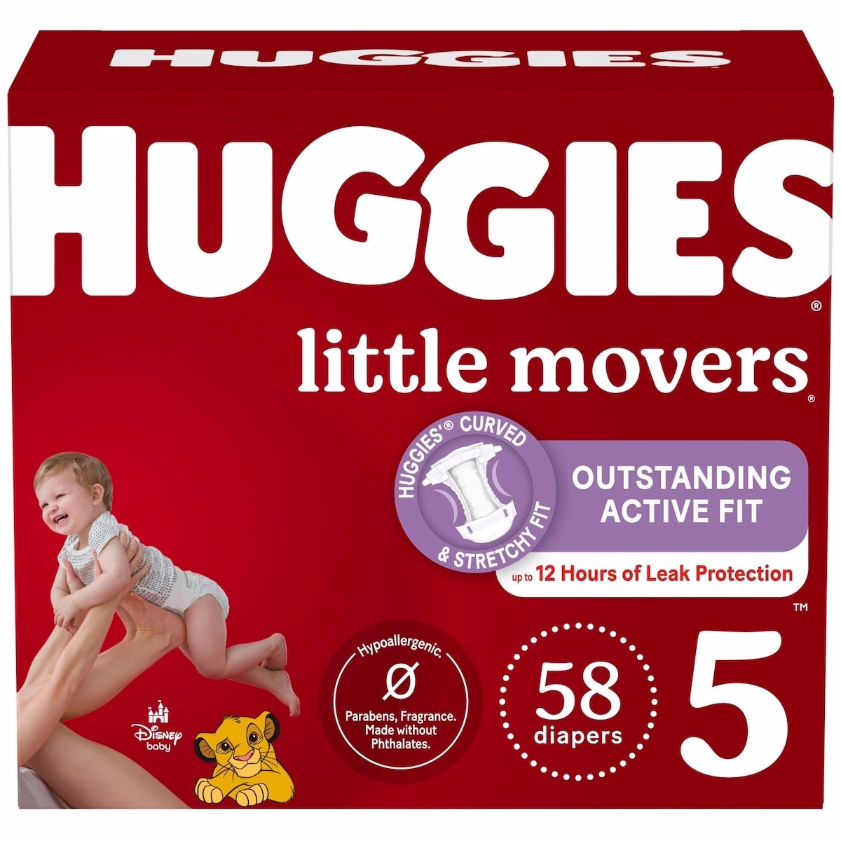 Little Movers 嬰兒尿布，尺寸 5（27 磅以上），58 片