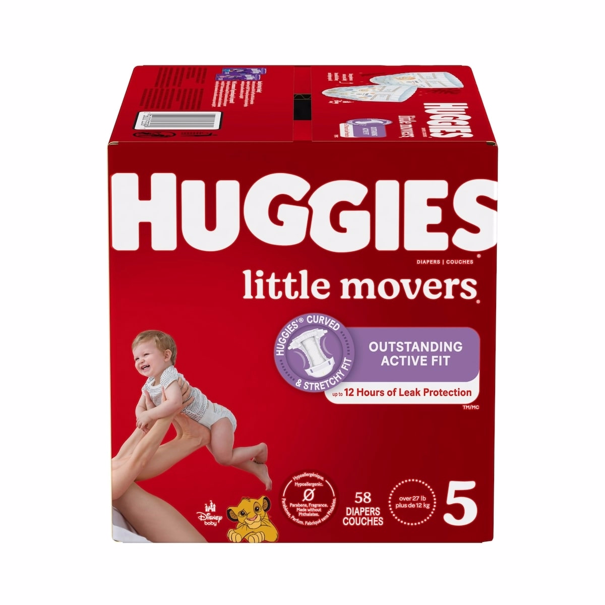 Little Movers 嬰兒尿布，尺寸 5（27 磅以上），58 片