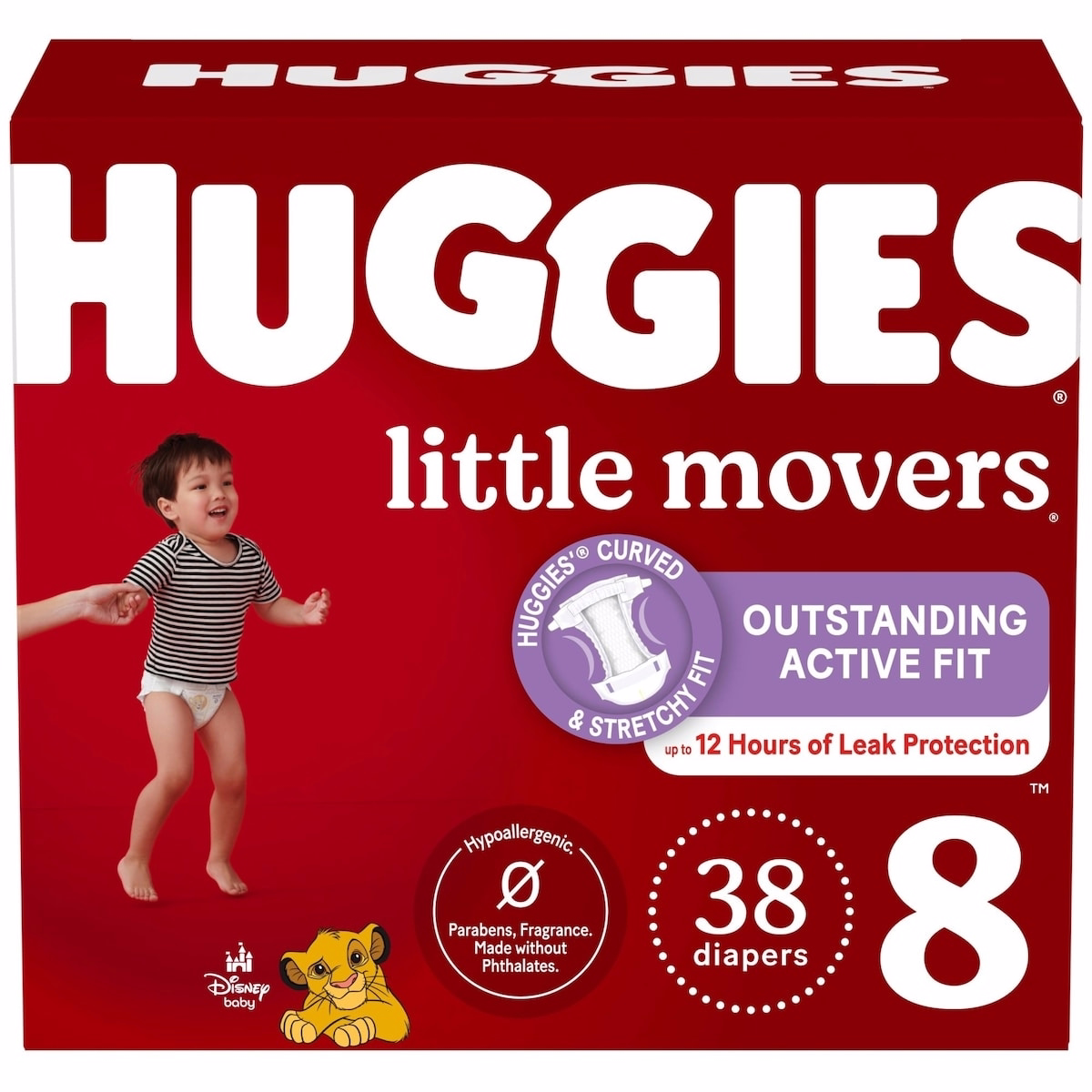Little Movers Baby Diapers, Size 8 (46+ lbs), 38 Ct
